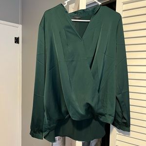 Ann Taylor mixed media pleat front top